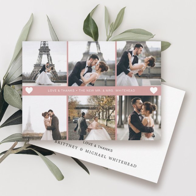 Tarjeta De Agradecimiento Collage de fotos simple y moderno Rubor rosa (Subido por el creador)