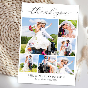 Tarjeta De Agradecimiento Collage de fotos simple y personalizado Boda moder