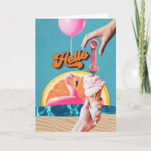 Tarjeta De Agradecimiento Collage de temas de playa de estilo retro Cutouts