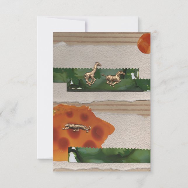 Tarjeta De Agradecimiento Collage rojo de animales africanos (Anverso)