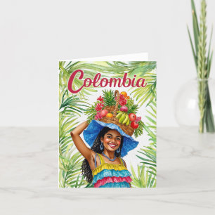 Tarjeta De Agradecimiento Colombia: Colorida cuenca de cesta de fruta