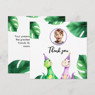 Tarjeta De Agradecimiento Color acuarela Trex niños foto cumpleaños