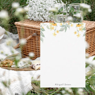 Tarjeta De Agradecimiento Color de agua amarillo floral blanco personalizado