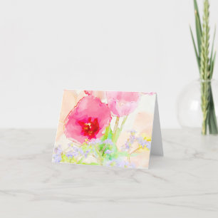 Tarjeta De Agradecimiento Color de agua floral, olvídenme, no y tulipanos