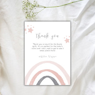Tarjeta De Agradecimiento Color de agua rosa Boho Arcoiris Baby Shower