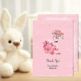 Tarjeta De Agradecimiento Color de agua rosa Flamingo Ballerina Baby Shower