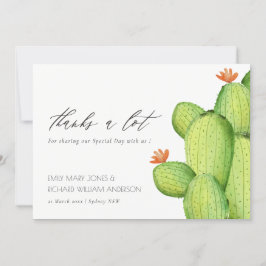 TARJETA DE AGRADECIMIENTO COLOR DE AGUA VERDE DESIERTO FLORES DE CACTUS GRAC