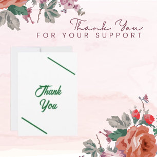 Tarjeta De Agradecimiento Color de tendencia Blanco plano y verde Personaliz