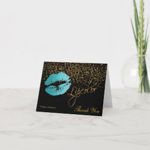 Tarjeta De Agradecimiento Color del labio Verde azulado de los labios en neg
