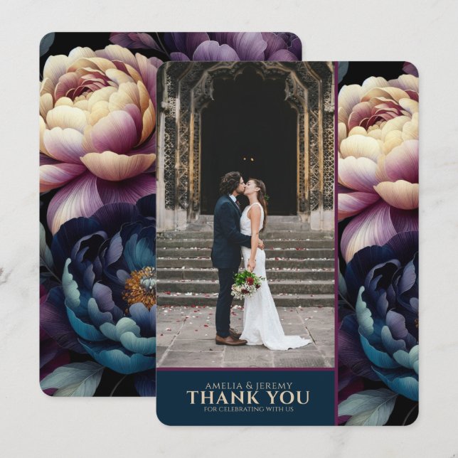 Tarjeta De Agradecimiento Color floral animado (Anverso / Reverso)
