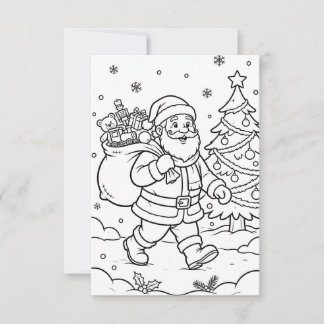 Tarjeta De Agradecimiento colorear navidad niños edades 3-8
