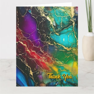 Tarjeta De Agradecimiento Colores arcoiris Pintura de tinta de alcohol