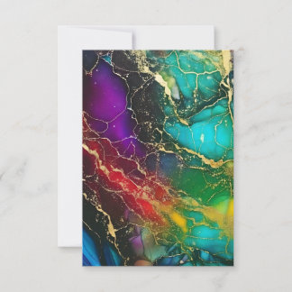 Tarjeta De Agradecimiento Colores arcoiris Pintura de tinta de alcohol