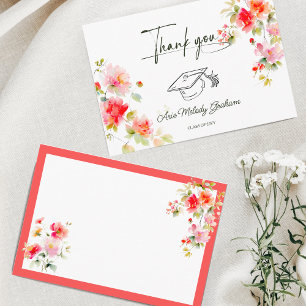 Tarjeta De Agradecimiento Colores Brillantes Rosa Naranja Graduación