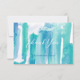 Tarjeta De Agradecimiento Colores de agua azul verde azulados Tie Dye Gracia