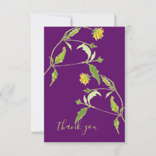 Tarjeta De Agradecimiento Colores de agua de flores silvestres amarillas ori