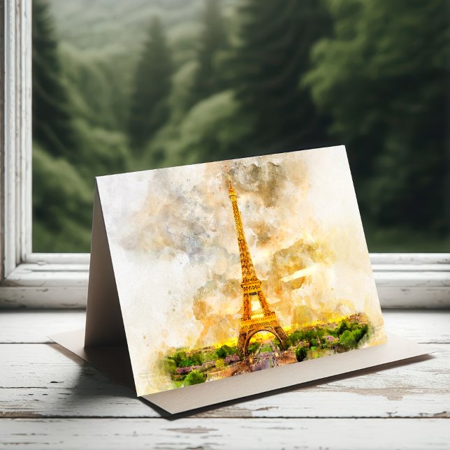 Tarjeta De Agradecimiento Colores de la Torre Eiffel de París - Sunset #01 (Subido por el creador)