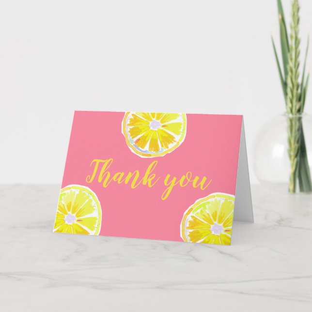 Tarjeta De Agradecimiento Colores de limón rosa (Anverso)