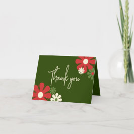 Tarjeta De Agradecimiento Colores de Navidades florales modernos y retro