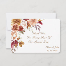 TARJETA DE AGRADECIMIENTO COLORES ROMÁNTICOS DE OTOÑO DUCHA DE NOVIA 