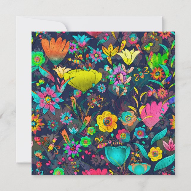 Tarjeta De Agradecimiento Colorful botanical pattern (Anverso)