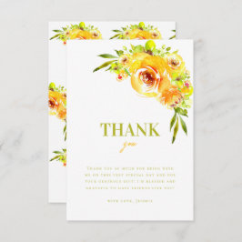 Tarjeta De Agradecimiento Colorful Citrus Green Yellow Floral Bridal Shower