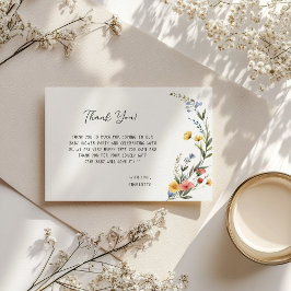 Tarjeta De Agradecimiento Colorida acuarela Flor silvestre niña ducha