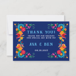 Tarjeta De Agradecimiento Colorida acuarela Floral Fiesta Boda