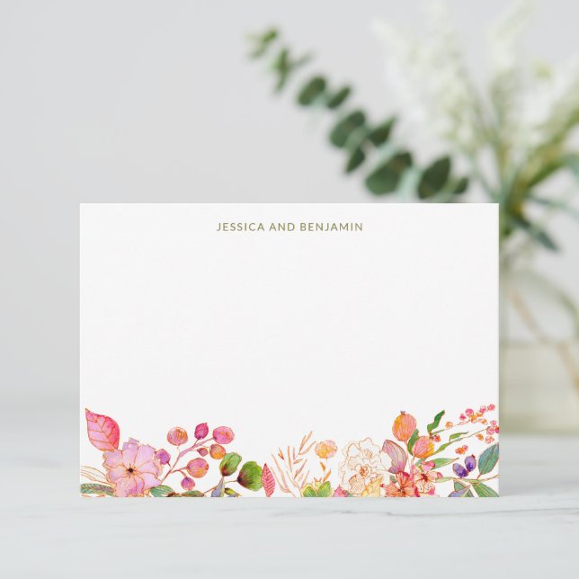 Tarjeta De Agradecimiento Colorida acuarela Ilustracion floral Personalizado (Anverso de pie)