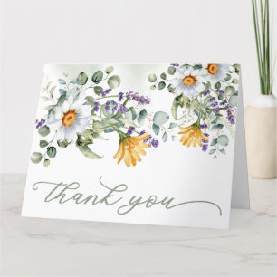 Tarjeta De Agradecimiento Colorida Boda de primavera de verano con flores si