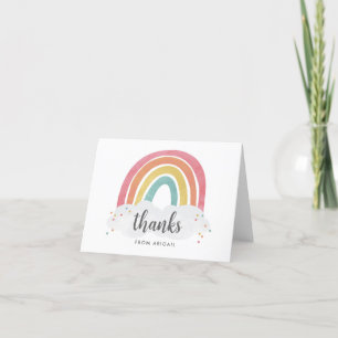 Tarjeta De Agradecimiento Colorida caligrafía arcoiris Niños Cumpleaños