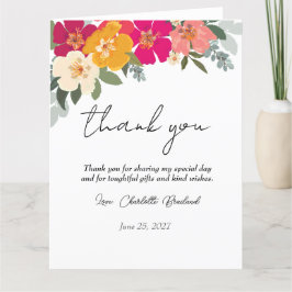 Tarjeta De Agradecimiento Colorida ducha de novia floral de verano gracias
