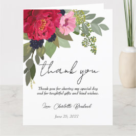 Tarjeta De Agradecimiento Colorida ducha de novias con flores de Peony Graci