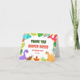 Tarjeta De Agradecimiento Colorida fiesta de cumpleaños de Cute Dino