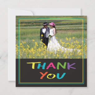 Tarjeta De Agradecimiento Colorida foto Boda de "Carta con corazón"