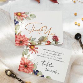 Tarjeta De Agradecimiento Colorida margarita flor silvestre acuarela floral