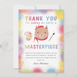 Tarjeta De Agradecimiento Colorida pintura Cumpleaños fiesta Kitty Cat