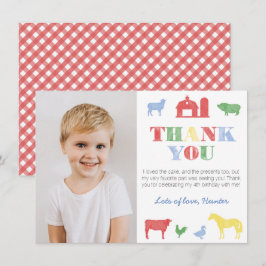 Tarjeta De Agradecimiento Colorida y antigua foto de la fiesta de cumpleaños