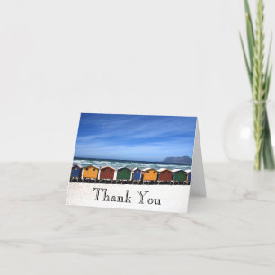 Tarjeta De Agradecimiento Coloridas cabañas de playa junto al mar