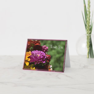 Tarjeta De Agradecimiento Coloridas flores de zinnia Boda Gracias