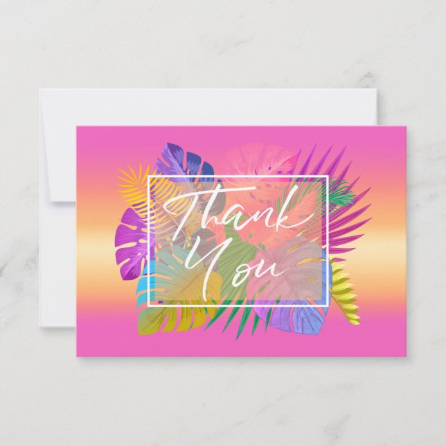 Tarjeta De Agradecimiento Coloridas hojas tropicales ID575 (Anverso)