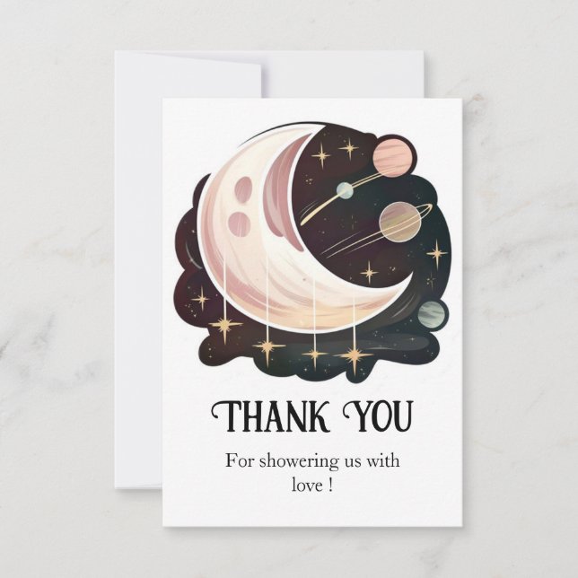 Tarjeta De Agradecimiento Coloridas y emocionantes estrellas Baby Shower (Anverso)