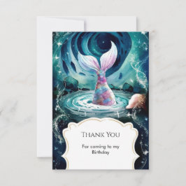 Tarjeta De Agradecimiento Colorido bajo el cumpleaños de la sirena marina