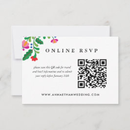 Tarjeta De Agradecimiento Colorido Boda mexicano en línea RSVP Código QR