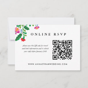 Tarjeta De Agradecimiento Colorido Boda mexicano en línea RSVP Código QR