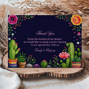 Tarjeta De Agradecimiento Colorido Botánico Desierto Mexicano