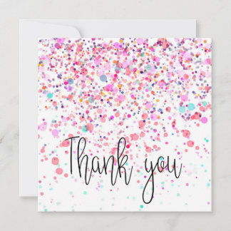 Tarjeta De Agradecimiento Colorido Confetti Feliz Rosa