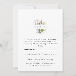 Tarjeta De Agradecimiento Colorido Funeral de Flores Silvestres Gracias