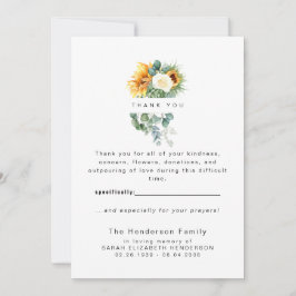 Tarjeta De Agradecimiento Colorido Funeral De Girasol Gracias