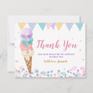 Tarjeta De Agradecimiento Colorido Gritamos Cuatro Helado Cumpleaños Cuatro